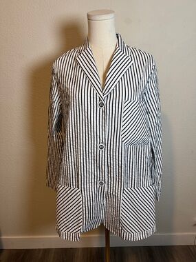 NWT Staples Striped Black & White Button Front Jacket size Medium